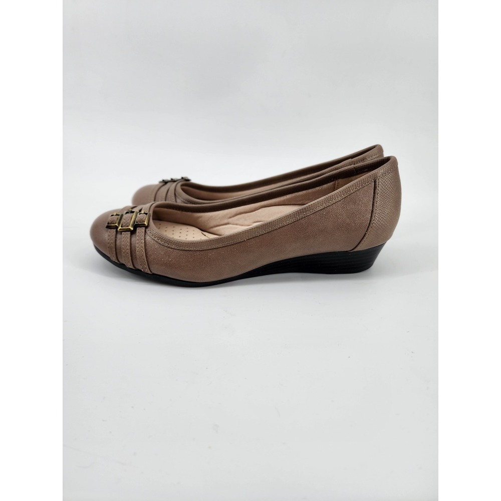 LifeStride Farrow Womens Brown Wedge Heels Size 6.5M Faux Leather Buckle Accent - Picture 8 of 10